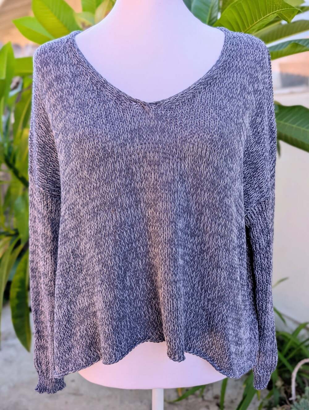 Wooden Ships Paola Buendia blue knit oversized sweater XS coastal grandma